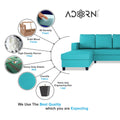 Chandler Plain L Shape 6 Seater Sofa Set Lhs (Aqua Blue)