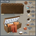 Falcon Tufted 2 Seater Storage Ottoman Pouffe with Velvet Suede Fabric (Brown)