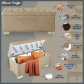 Falcon Tufted 2 Seater Storage Ottoman Pouffe with Velvet Suede Fabric (Beige)