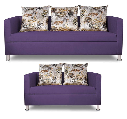 Adorn India Alita 3+2 Compact 5 Seater Sofa Set (Dark Purple)