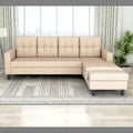 Adorn India Wood Darcy L shape 5 seater sofa set (RHS) (Beige)