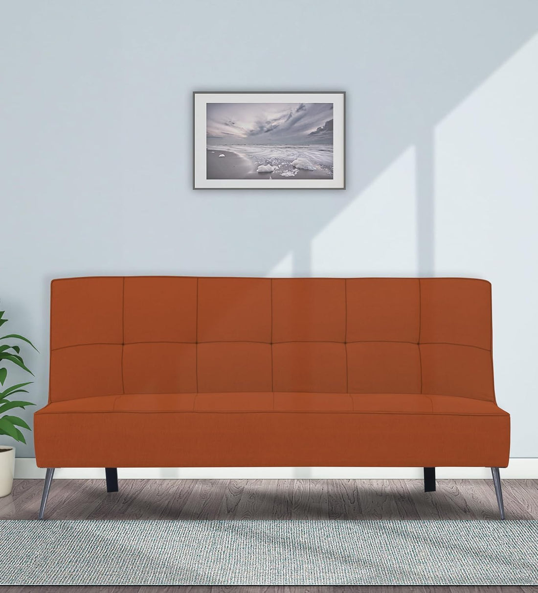 Adorn India Benjamin 3 Seater Sofa Cum Bed (Rust) (3 Year Warranty)