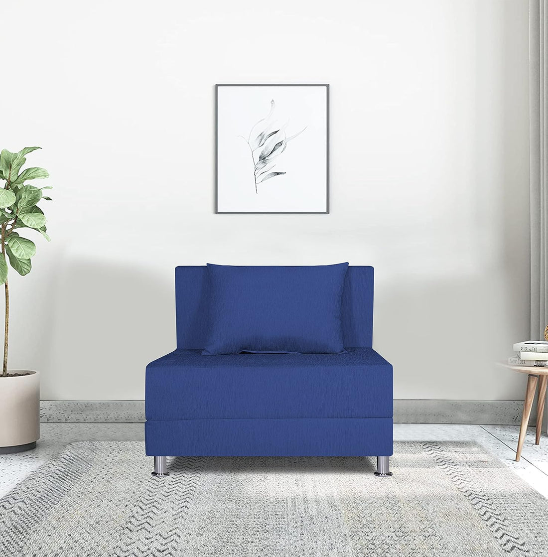 Adorn India Easy Alyn Plus Decent 2 Seater Sofa Cum Bed (3x6) (Blue) (1 Year Warranty)