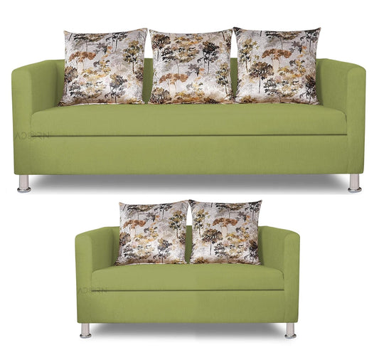 Adorn India Alita 3+2 Compact 5 Seater Sofa Set (Green)