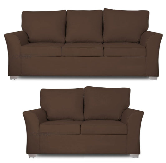 Adorn India Alexia 3+2 Five Seater Sofa Set (Brown)