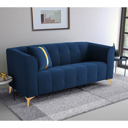 Adorn India Premium Mystic - 3 Years Warranty - 2 Seater Sofa Velvet Suede Fabric - Blue