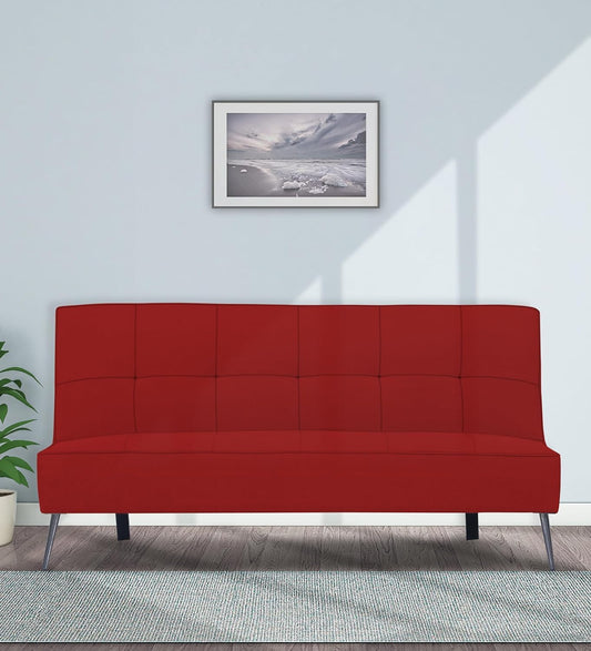 Adorn India Benjamin 3 Seater Sofa Cum Bed (Red) (3 Year Warranty)