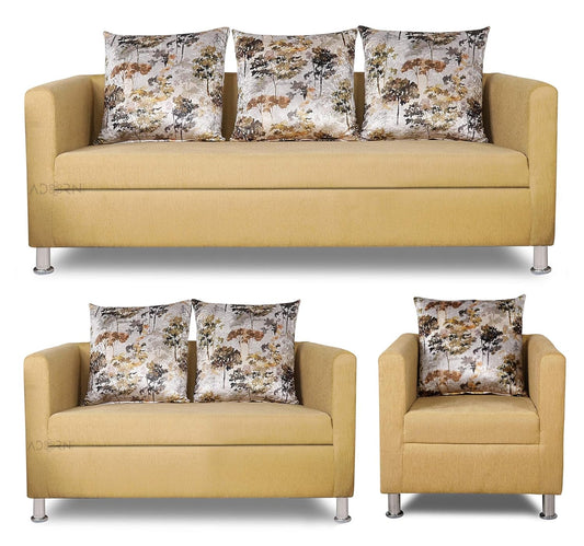 Adorn India Alita 3+2+1 Compact 6 Seater Sofa Set (Beige)