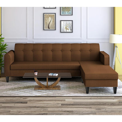 Adorn India Wood Rio Elegant L Shape 5 Seater Sofa Set (RHS) (Brown)