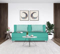 Adorn India Easy Alyn Plus Stripes 3 Seater Sofa Cum Bed (5X6) (Aqua Blue) (1 Year Warranty)