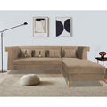 Premium Raygan L Shape 6 Seater Sofa Set Right Side (Velvet Fabric Colour Camel)