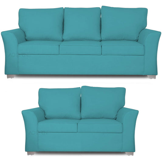 Adorn India Alexia 3+2 Five Seater Sofa Set (Aqua Blue)