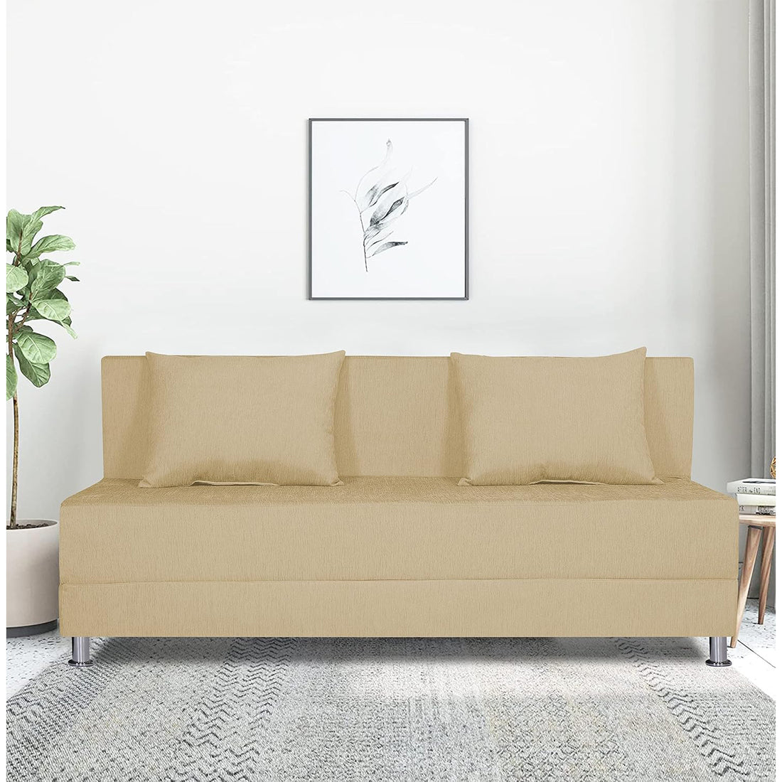 Adorn India Easy Alyn Plus Decent 4 Seater Sofa Cum Bed (6X6) (Beige) (1 Year Warranty)