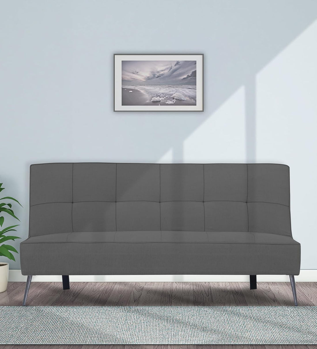 Adorn India Benjamin 3 Seater Sofa Cum Bed (Grey) (3 Year Warranty)