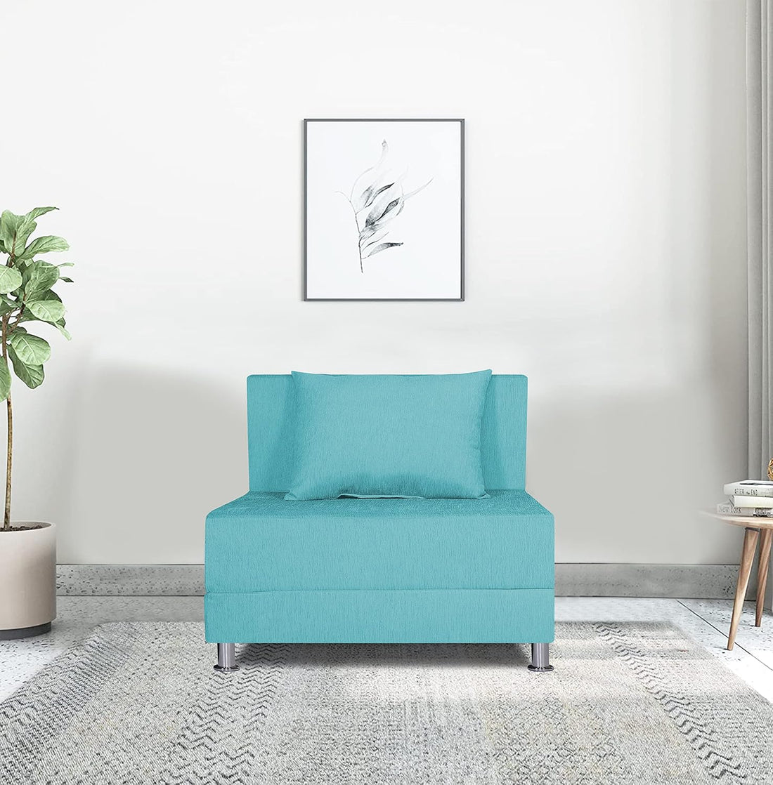 Adorn India Easy Alyn Plus Decent 2 Seater Sofa Cum Bed (3x6) (Aqua Blue) (1 Year Warranty)