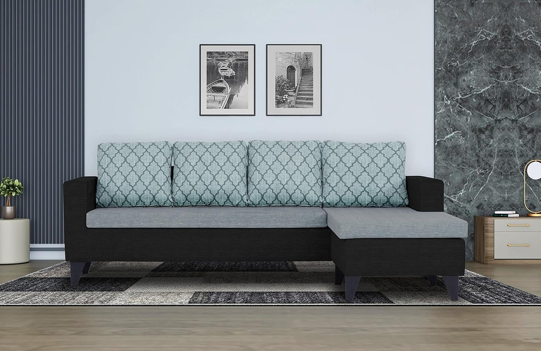 Dorothy Blossom L Shape 5 Seater Sofa Set RHS (Black & Grey)