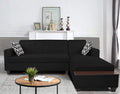 Blazer L Shape 6 Seater Sofa Set (Right Side) (Black)