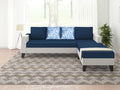 Ashley Digital Print Leatherette Fabric L Shape 5 Seater Sofa Set RHS (Blue & White)