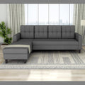 Adorn India Darcy L Shape 5 Seater Sofa Set (LHS) (Grey) (3 Year Warranty)