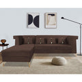 Premium Raygan L Shape 6 Seater Sofa Set Left Side (Velvet Fabric Colour Brown)