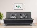 Adorn India Arden 4 Seater Rhombus Sofa Cum Bed 4 x 6 (Grey & Black) (3 Year Warranty)