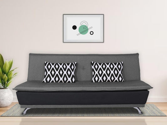Adorn India Arden 4 Seater Rhombus Sofa Cum Bed 4 x 6 (Grey & Black) (3 Year Warranty)