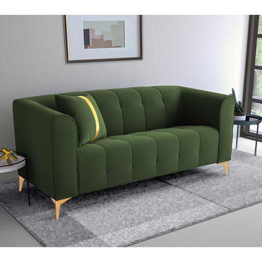 Adorn India Premium Mystic - 3 Years Warranty - 2 Seater Sofa Velvet Suede Fabric - Green