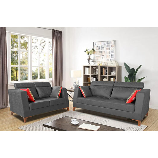 Adorn India Premium Pluto 3+2 Five Seater Sofa Set (Grey)