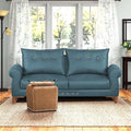 Adorn India Premium Jarvis 3 Seater Sofa (Leatherette Suede Fabric Color Blue)
