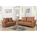 Adorn India Premium Jarvis 3+2 Five Seater Sofa Set (Leatherette Suede Fabric Colour Tan)