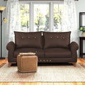 Adorn India Premium Jarvis 3 Seater Sofa (Leatherette Suede Fabric Color Brown)