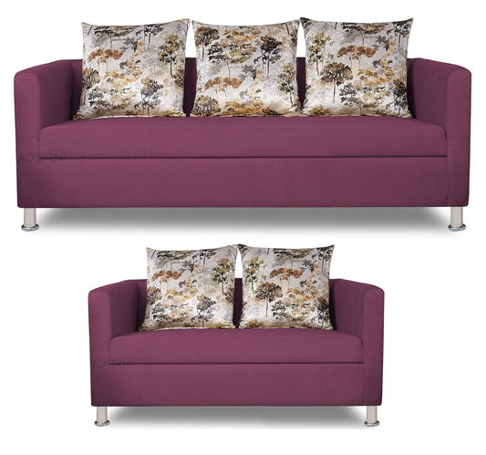 Adorn India Alita 3+2 Compact 5 Seater Sofa Set (Light Purple)