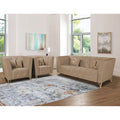 Adorn India Premium Lotus 3-1-1 5 Seater Sofa (Velvet Fabric Colour Camel)
