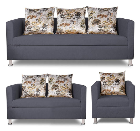 Adorn India Alita 3+2+1 Compact 6 Seater Sofa Set (Dark Grey)