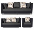Alica 3+2+1 6 Seater Sofa Set (Dark Grey & Black)