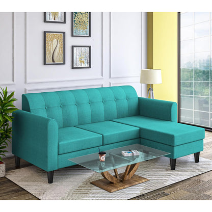 Adorn India Rio Elegant L Shape 4 Seater Sofa Set (Aqua Blue) (3 Year Warranty)
