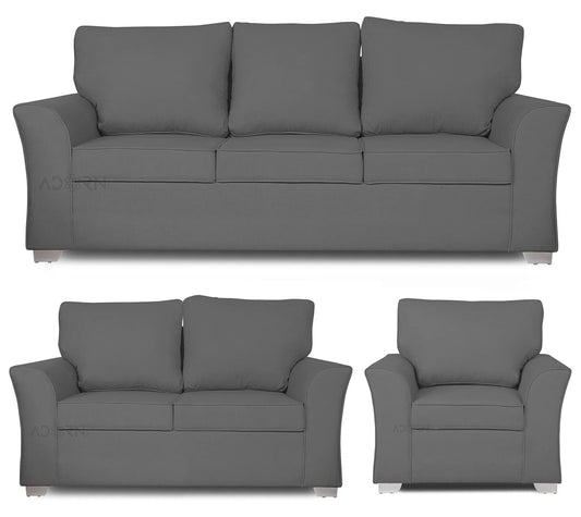 Adorn India Alexia 3+2+1 Six Seater Sofa Set (Light Grey)