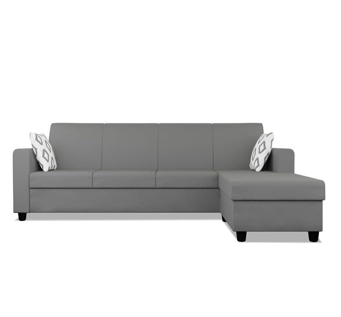 Adorn India Monteno L Shape 5 Seater Sofa Set RHS(Grey) (3 Year Warranty)