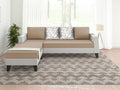 Ashley Digital Print Leatherette Fabric L Shape 5 Seater Sofa Set LHS (Beige & White)