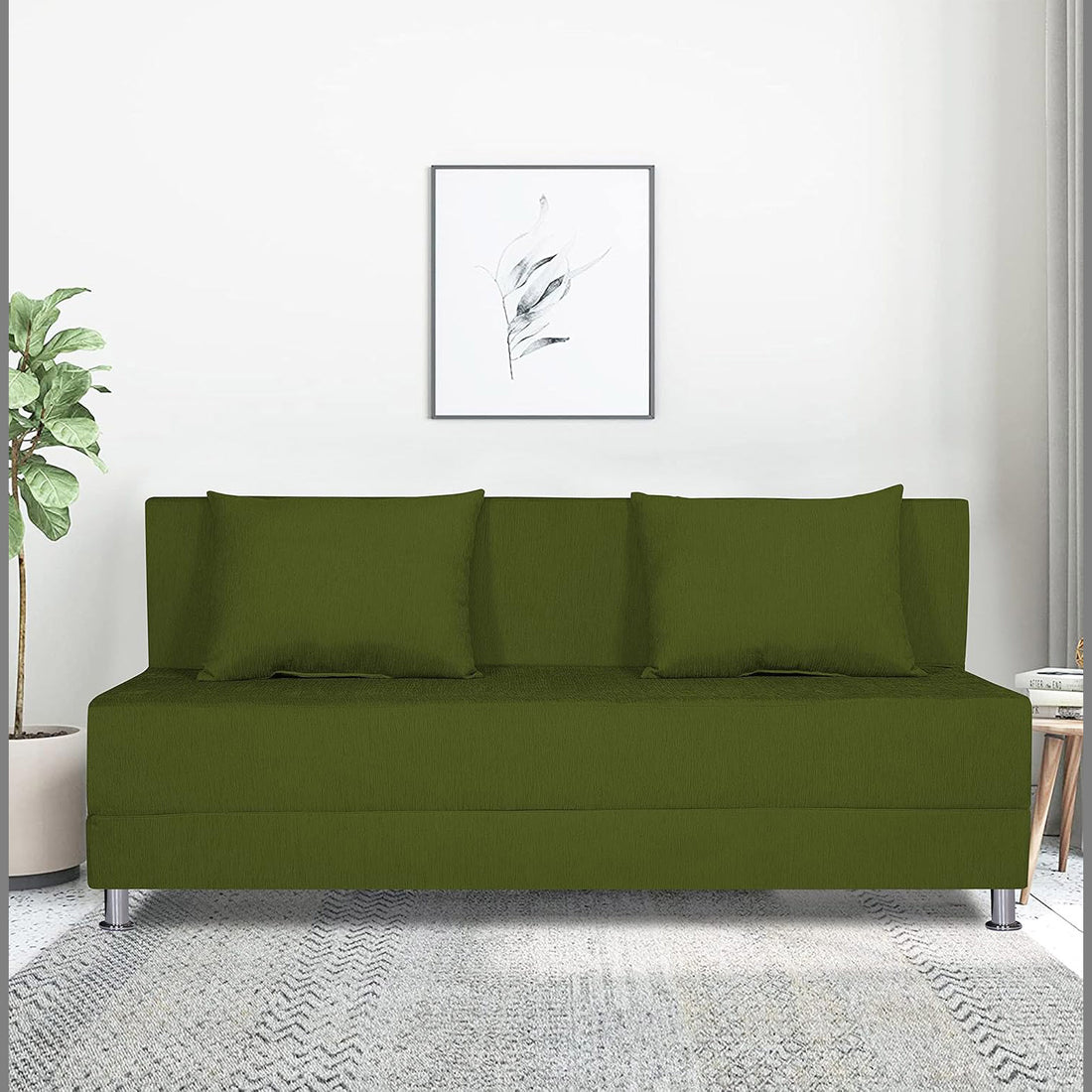 Adorn India Easy Alyn Plus Decent 4 Seater Sofa Cum Bed (6x6) (Green) (1 Year Warranty)