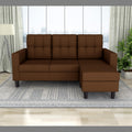 Adorn India Darcy L Shape 4 Seater Sofa Set (Brown) (3 Year Warranty)