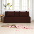 Adorn India Easy 3 Seater Sofa Cum Bed | Velvet Fabric | Brown | Plain Design | 6x5 Ft | Comfortable Seating | Washable Cover | Perfect for Home & Office