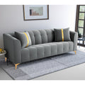 Adorn India Premium Mystic - 3 Years Warranty - 3 Seater Sofa Velvet Suede Fabric - Grey