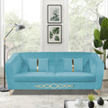 Adorn India Premium Camilla 3 Seater Sofa (Velvet Suede Fabric Colour Aqua Blue)