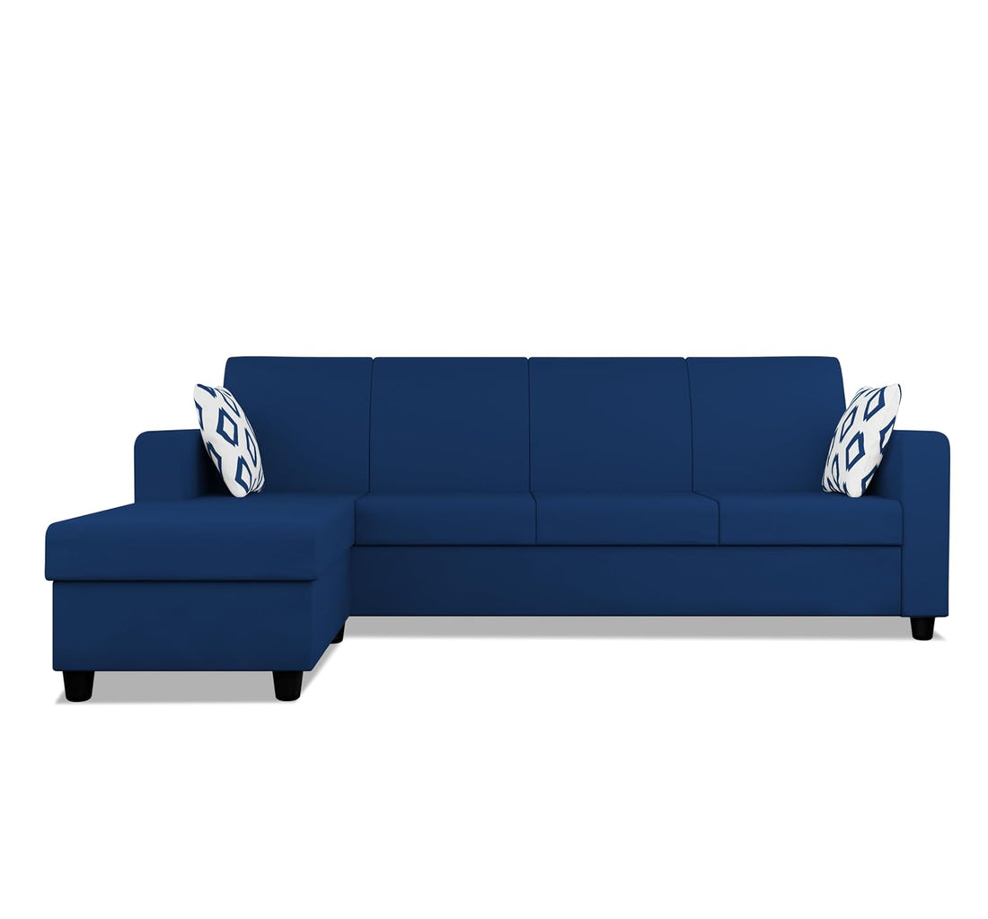 Adorn India Monteno L Shape 5 Seater Sofa Set LHS(Blue) (3 Year Warranty)