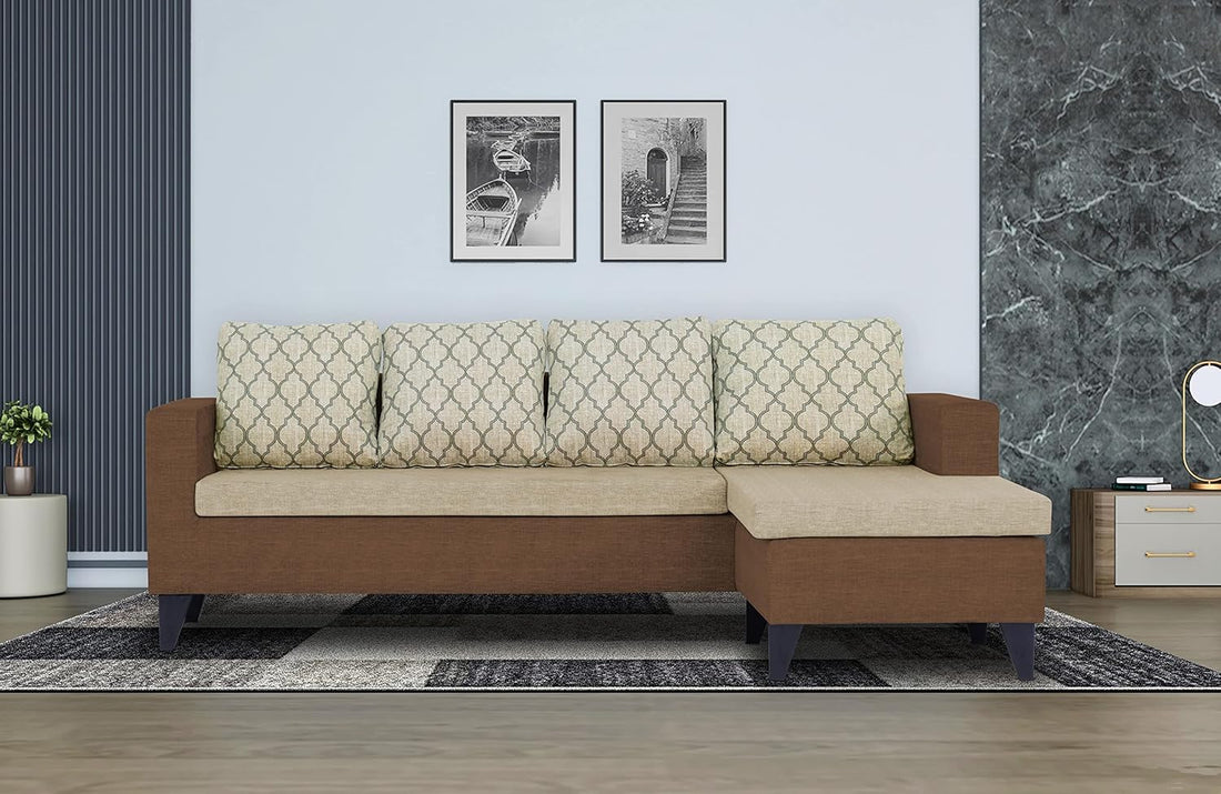 Dorothy Blossom L Shape 5 Seater Sofa Set RHS (Brown & Beige)