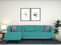 Adorn India Premium Laurel L Shape 6 Seater Sofa Set (LHS) (Aqua Blue) (3 Year Warranty)