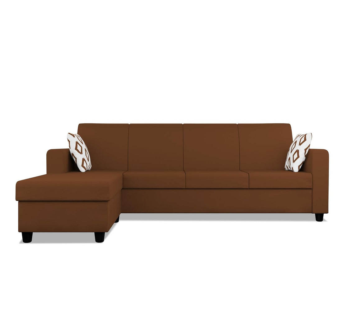 Adorn India Monteno L Shape 5 Seater Sofa Set LHS(Brown) (3 Year Warranty)