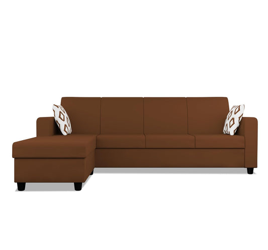 Adorn India Monteno L Shape 5 Seater Sofa Set LHS(Brown)