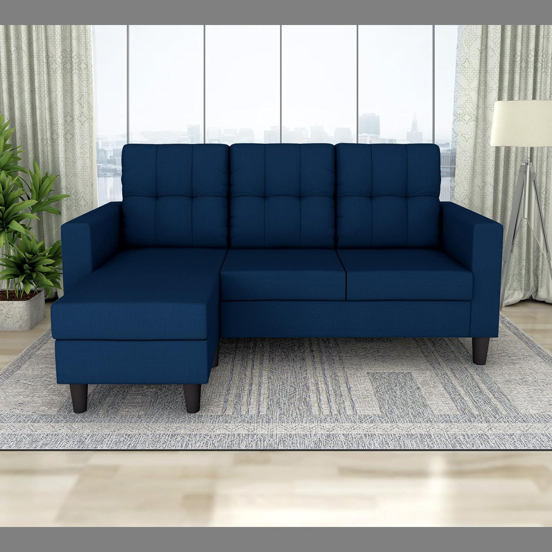 Darcy L Shape 4 Seater Sofa Set (Blue)